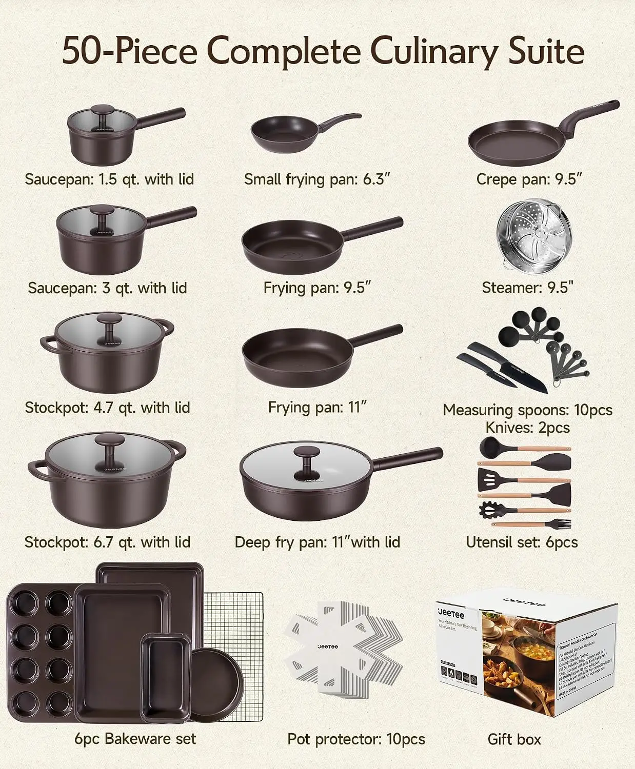 Набор из 50 предметов: титанов – обзор и цена Home Cooking Cookbook